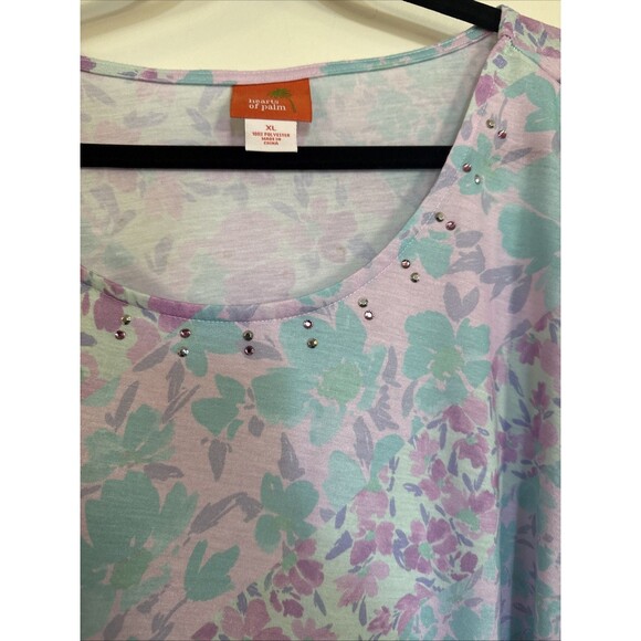 HEARTS OF PALM Women's X-Large  Pullover Short Sleeve T-Shirt MSRP $50 Pastel - Picture 5 of 7